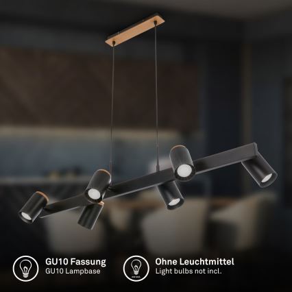 Briloner 4059065 - ERA cable pendant light 6xGU10/10W/230V black