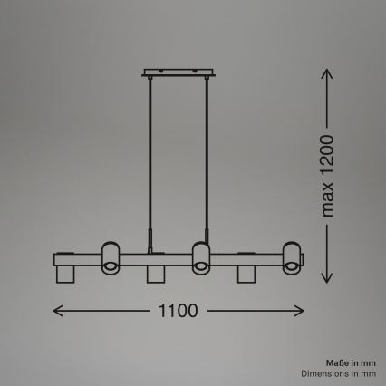 Briloner 4059065 - ERA cable pendant light 6xGU10/10W/230V black