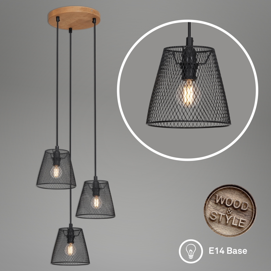 Briloner 4074-035 - Chandelier on a string TAUNUS 3xE14/40W/230V rubber tree