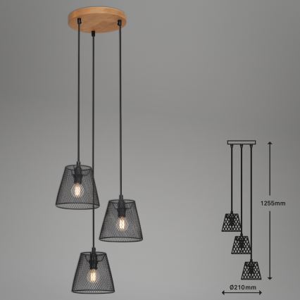 Briloner 4074-035 - Chandelier on a string TAUNUS 3xE14/40W/230V rubber tree
