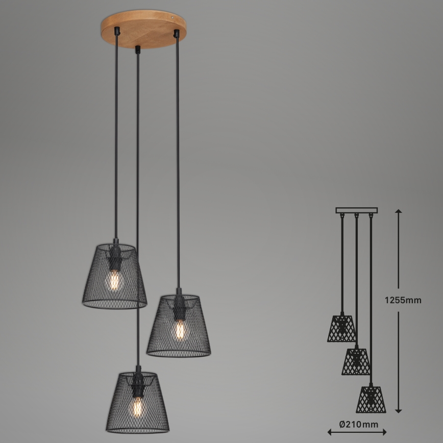 Briloner 4074-035 - Chandelier on a string TAUNUS 3xE14/40W/230V rubber tree