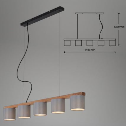 Briloner 4075-054 - Cable-suspended pendant lamp 5xE14/25W/230V