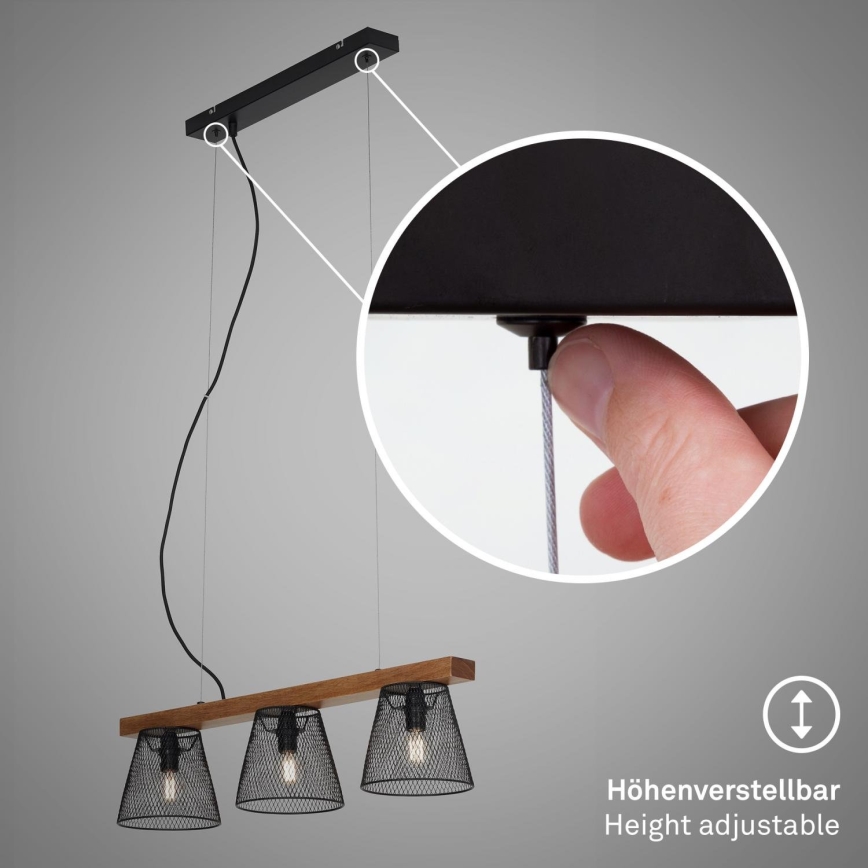 Briloner 4077-035 - Chandelier on a string WOOD & STYLE 3xE14/25W/230V rubber tree