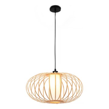 Briloner 4759011 - Pendant light on cable 1xE27/10W/230V black/bamboo