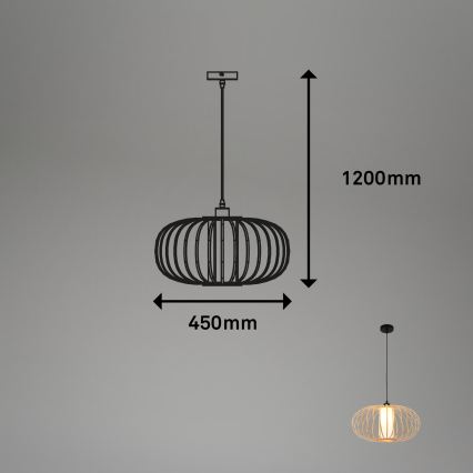 Briloner 4759011 - Pendant light on cable 1xE27/10W/230V black/bamboo