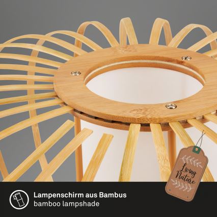 Briloner 4759031 - Cable-suspended pendant light 3x E27/10W/230V, black/bamboo