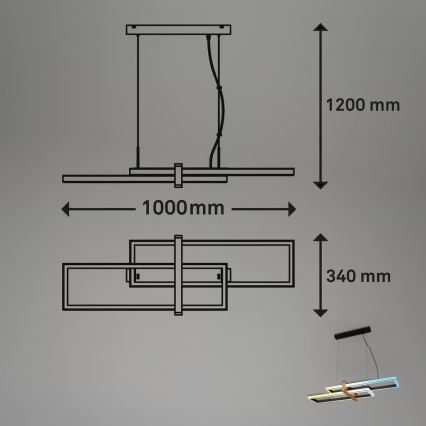 Briloner 4768015 - Dimmable LED pendant light on cable LED/44W/230V 2700-6500K + remote control