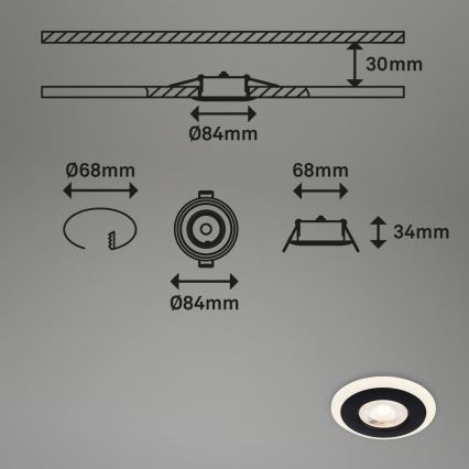 Briloner 7039-035 - SET 3x LED Bathroom recessed light LED/5W/230V IP44