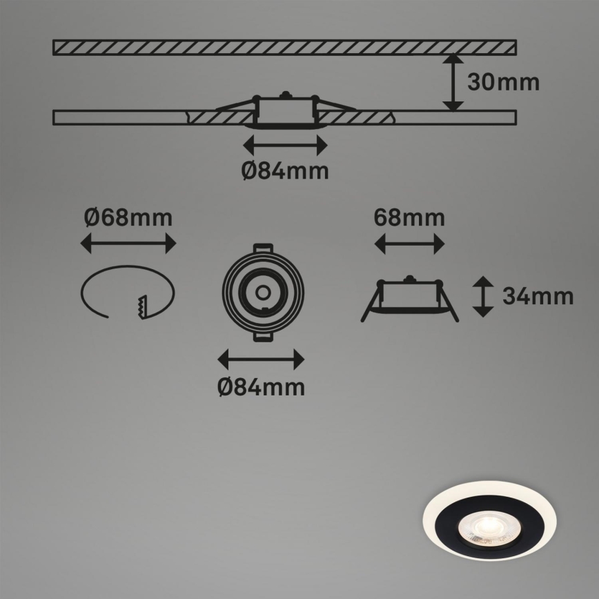 Briloner 7039-035 - SET 3x LED Bathroom recessed light LED/5W/230V IP44