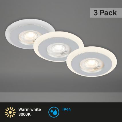 Briloner 7039034 - Set of 3 LED bathroom recessed downlights LED/5W/230V IP44 Matte Chrome