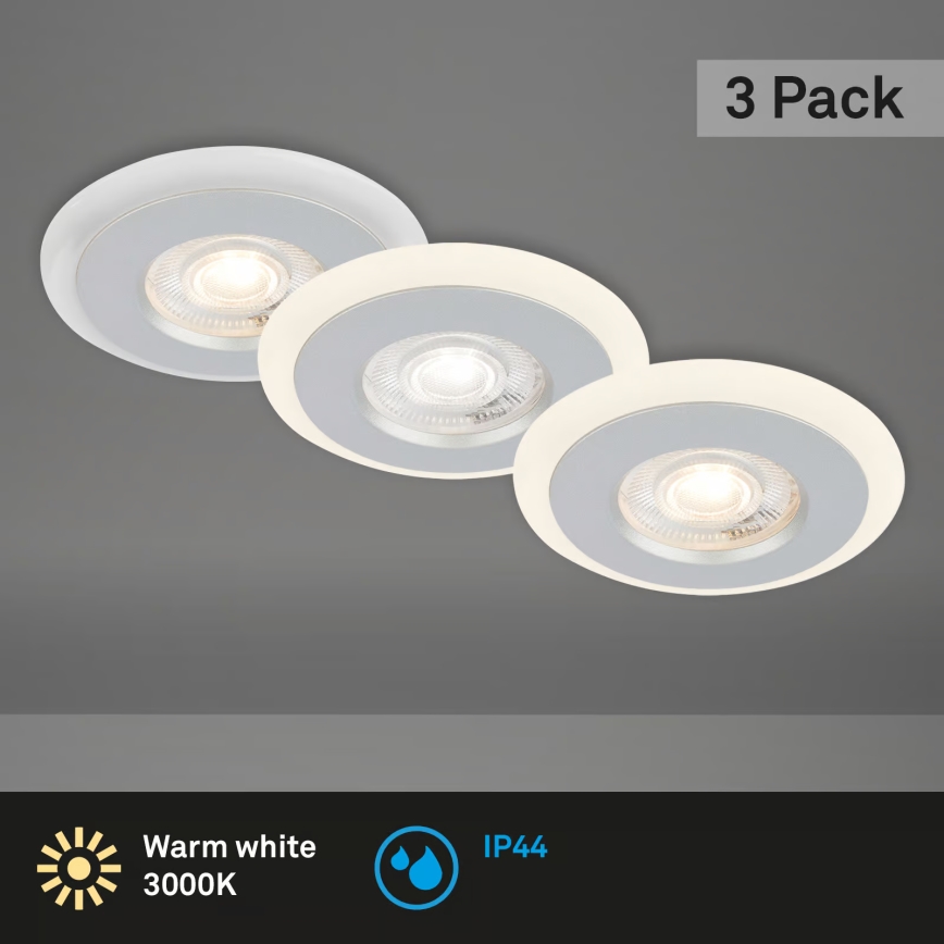 Briloner 7039034 - Set of 3 LED bathroom recessed downlights LED/5W/230V IP44 Matte Chrome