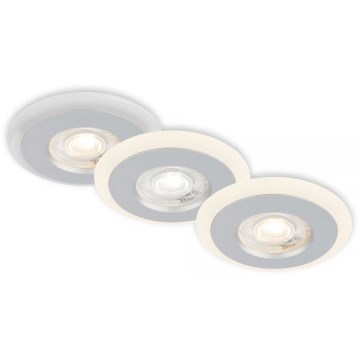 Briloner 7039034 - Set of 3 LED bathroom recessed downlights LED/5W/230V IP44 Matte Chrome