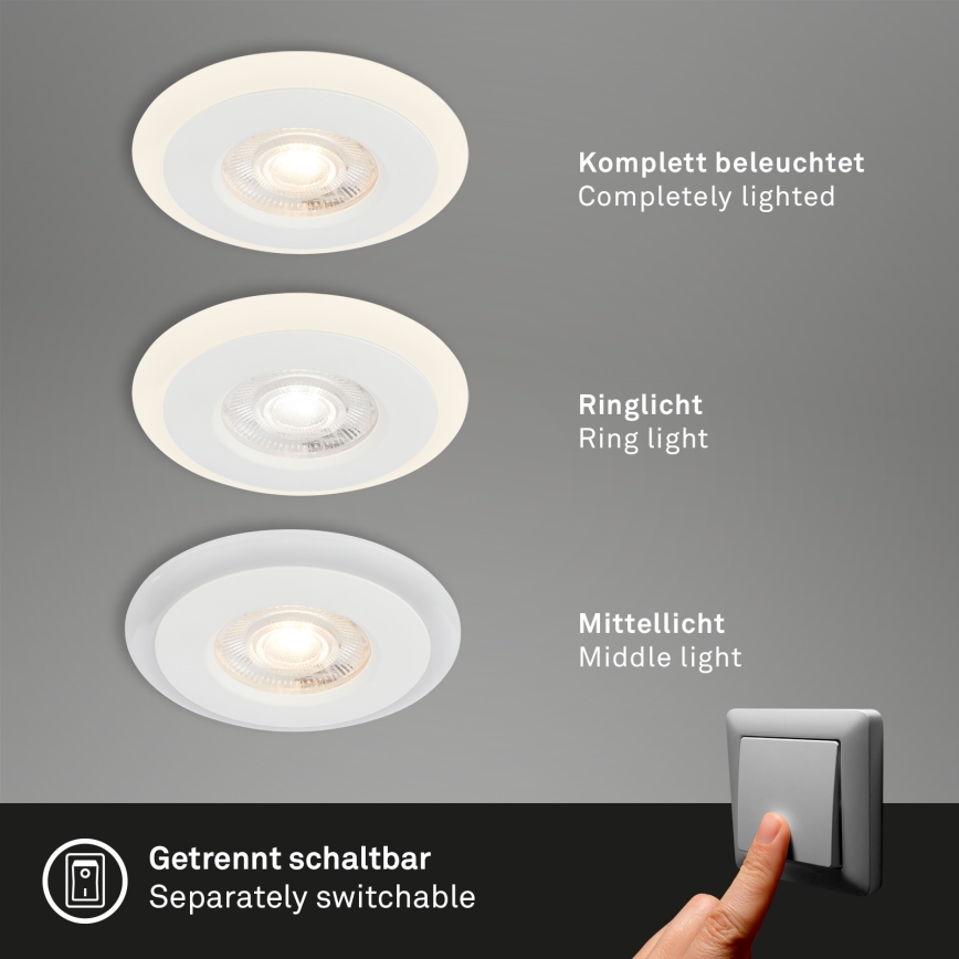Briloner 7039036 - Set of 3 LED Bathroom Recessed Downlights 3xLED/5W/230V IP44 White