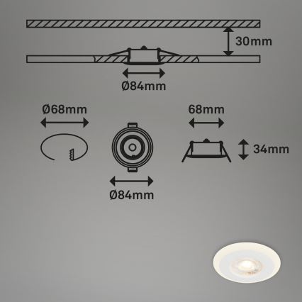 Briloner 7039036 - Set of 3 LED Bathroom Recessed Downlights 3xLED/5W/230V IP44 White
