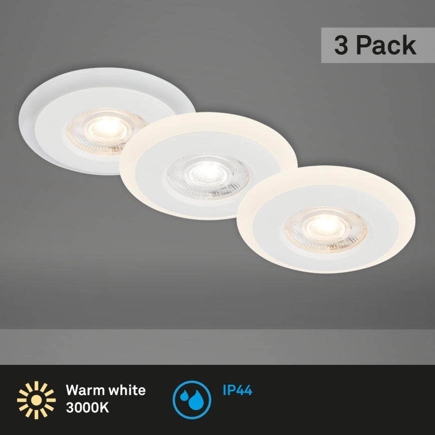 Briloner 7039036 - Set of 3 LED bathroom recessed downlights LED/5W/230V IP44 white