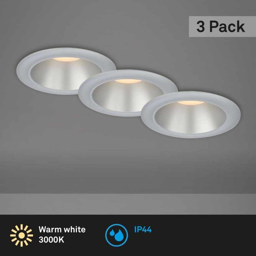 Briloner 7041-034 - SET 3x LED Bathroom recessed light LED/4,9W/230V IP44 silver
