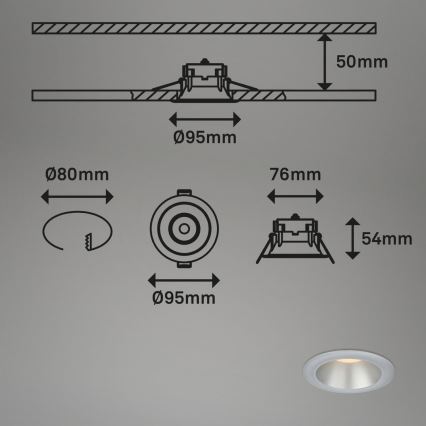 Briloner 7041-034 - SET 3x LED Bathroom recessed light LED/4,9W/230V IP44 silver