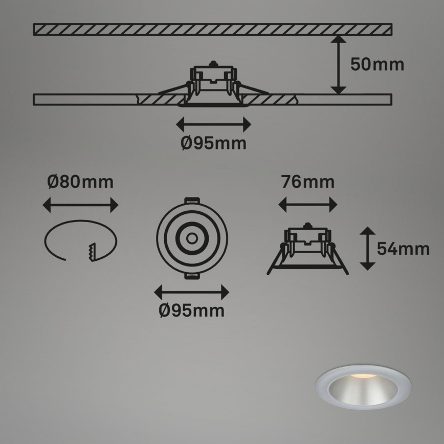 Briloner 7041-034 - SET 3x LED Bathroom recessed light LED/4,9W/230V IP44 silver