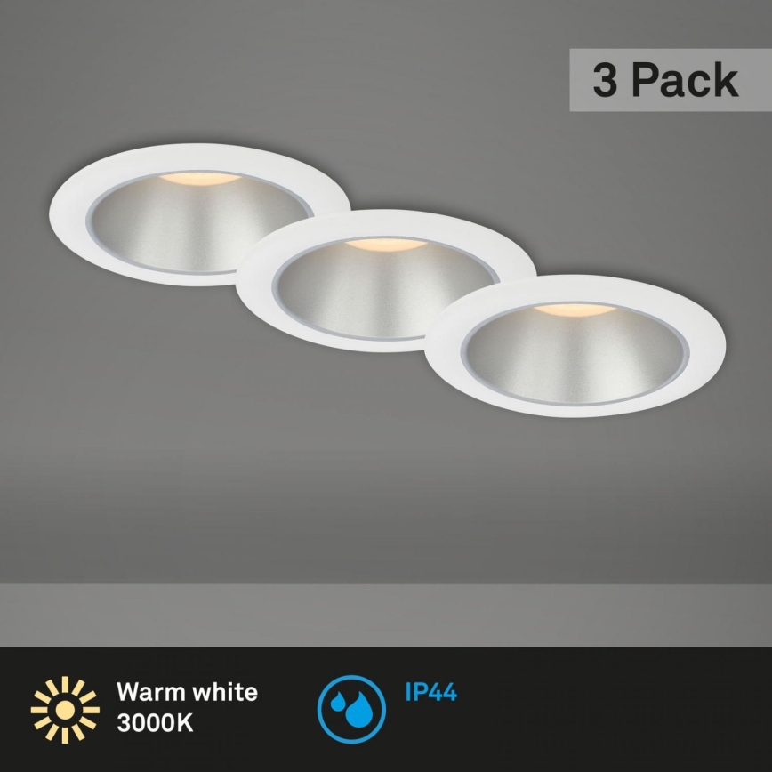 Briloner 7041-036 - SET 3x LED Bathroom recessed light LED/4,9W/230V IP44 white