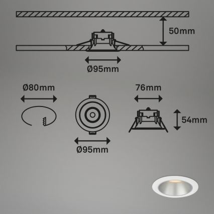 Briloner 7041-036 - SET 3x LED Bathroom recessed light LED/4,9W/230V IP44 white