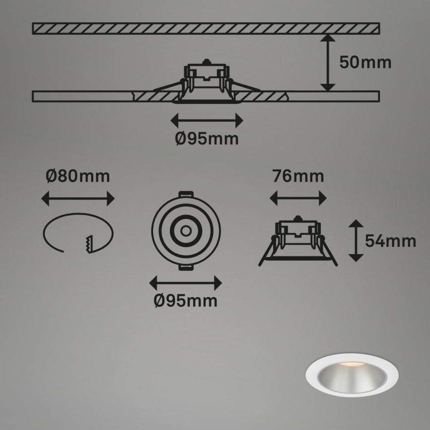Briloner 7041-036 - SET 3x LED Bathroom recessed light LED/4,9W/230V IP44 white