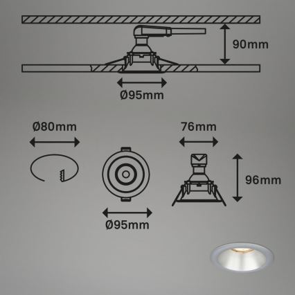 Briloner 7042-034 - SET 3x Bathroom recessed light 1xGU10/9W/230V IP23 silver