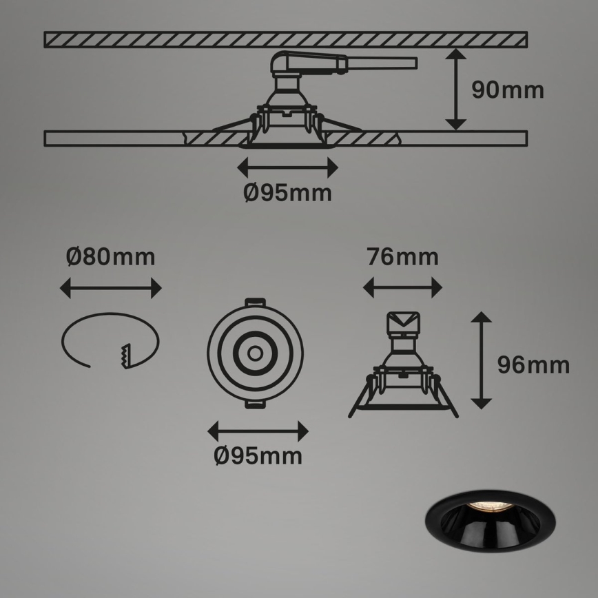 Briloner 7042-035 - SET 3x Bathroom recessed light 1xGU10/9W/230V IP23