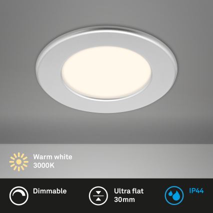Briloner 7049014 - Dimmable LED recessed bathroom downlight LED/6W/230V 3000K IP44 matte chrome