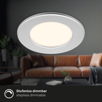 Briloner 7049014 - Dimmable LED recessed bathroom downlight LED/6W/230V 3000K IP44 matte chrome