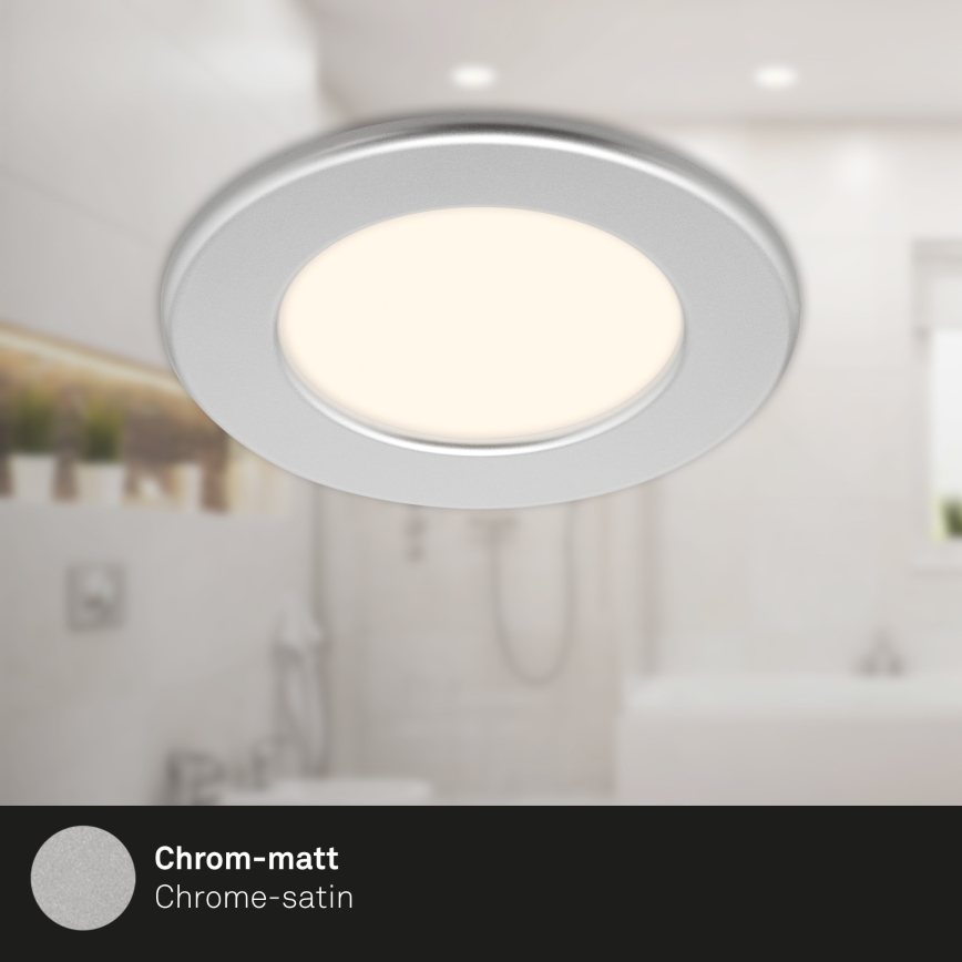 Briloner 7049014 - Dimmable LED recessed bathroom downlight LED/6W/230V 3000K IP44 matte chrome