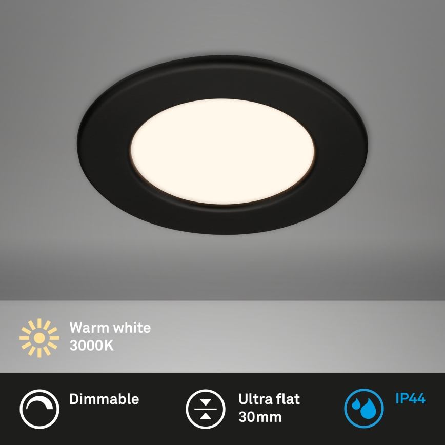 Briloner 7049015 - Dimmable LED Bathroom Recessed Downlight LED/6W/230V 3000K IP44 Black