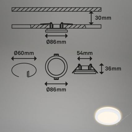 Briloner 7055-036 - SET 3x LED Bathroom recessed light LED/3W/230V IP44