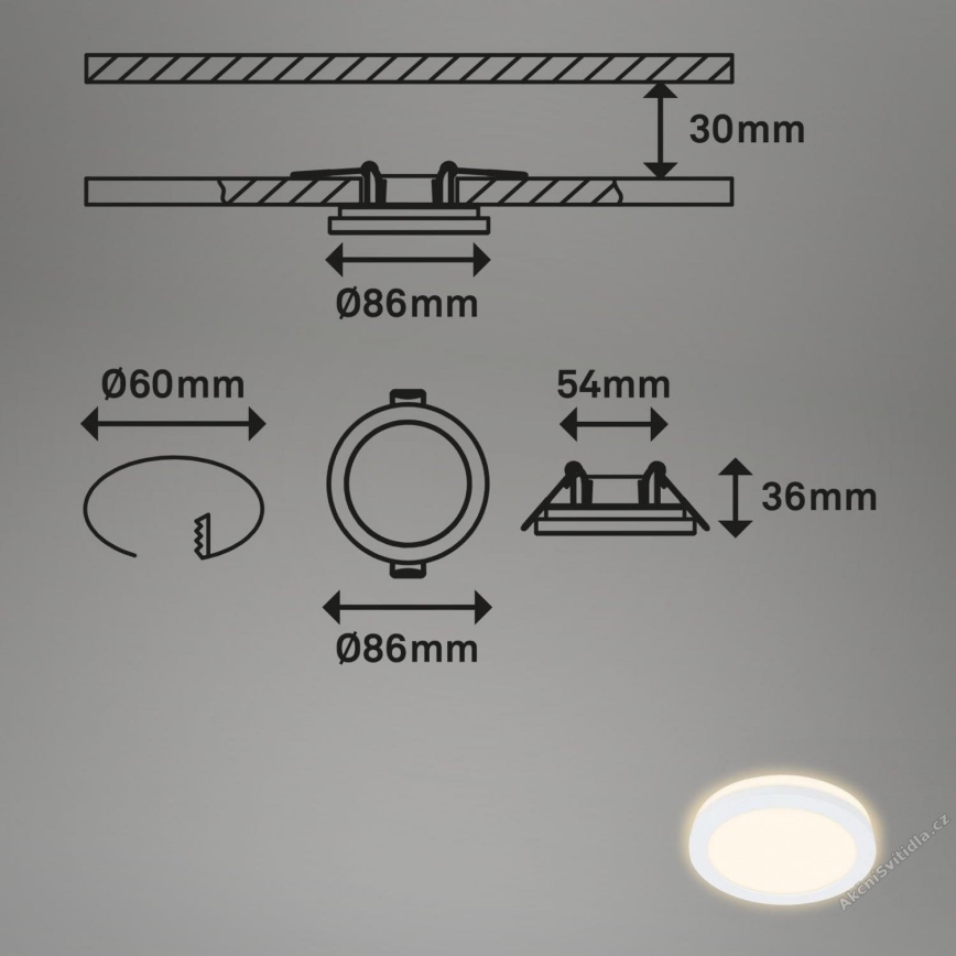 Briloner 7055-036 - SET 3x LED Bathroom recessed light LED/3W/230V IP44
