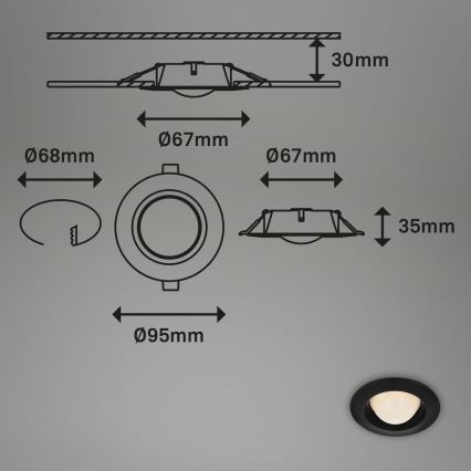 Briloner 7056-035 - SET 3x LED Bathroom recessed light LED/3W/230V IP44