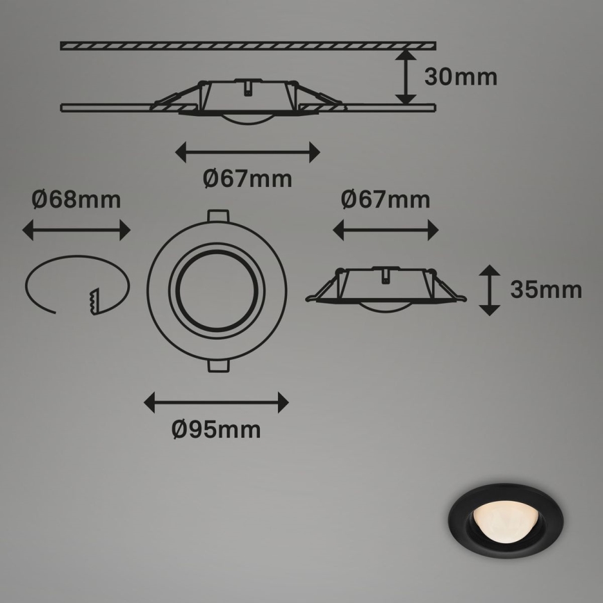 Briloner 7056-035 - SET 3x LED Bathroom recessed light LED/3W/230V IP44
