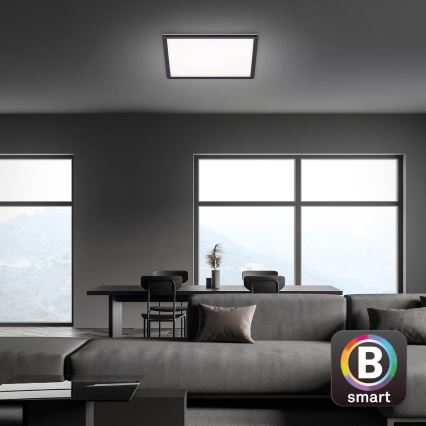 Briloner 7060-015 – SLIM Dimmable Surface-Mounted LED Panel, 22W, 230V, Tunable 2700–6500K, 42×42 cm, Black, Tuya Wi‑Fi + Remote Control