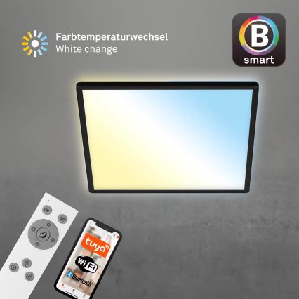 Briloner 7060-015 – SLIM Dimmable Surface-Mounted LED Panel, 22W, 230V, Tunable 2700–6500K, 42×42 cm, Black, Tuya Wi‑Fi + Remote Control