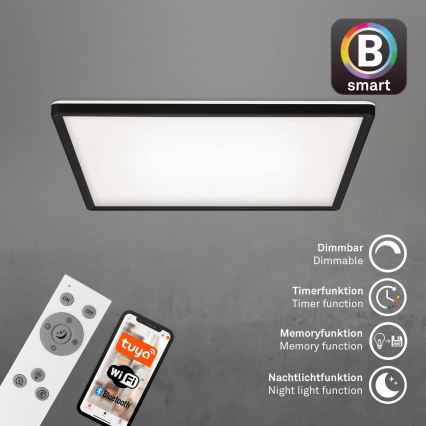 Briloner 7060-015 – SLIM Dimmable Surface-Mounted LED Panel, 22W, 230V, Tunable 2700–6500K, 42×42 cm, Black, Tuya Wi‑Fi + Remote Control
