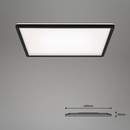 Briloner 7060-015 – SLIM Dimmable Surface-Mounted LED Panel, 22W, 230V, Tunable 2700–6500K, 42×42 cm, Black, Tuya Wi‑Fi + Remote Control