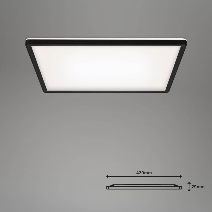 Briloner 7060-015 – SLIM Dimmable Surface-Mounted LED Panel, 22W, 230V, Tunable 2700–6500K, 42×42 cm, Black, Tuya Wi‑Fi + Remote Control