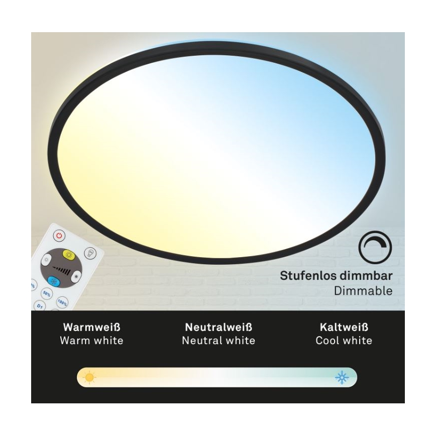 Briloner 7079-015 - LED Dimmable ceiling light SLIM LED/18W/230V 2700-6500K + remote control