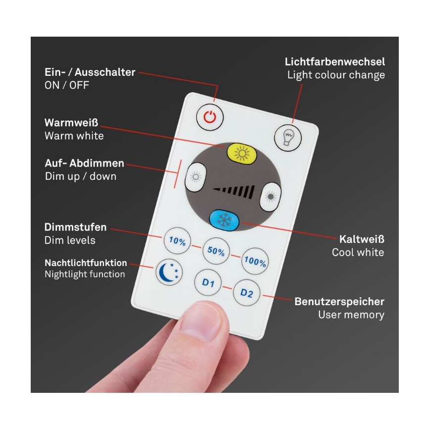 Briloner 7079-015 - LED Dimmable ceiling light SLIM LED/18W/230V 2700-6500K + remote control
