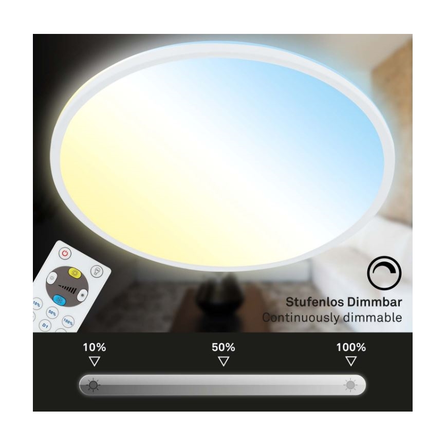 Briloner 7079-016 - LED Dimmable ceiling light SLIM LED/18W/230V 2700-6500K + remote control