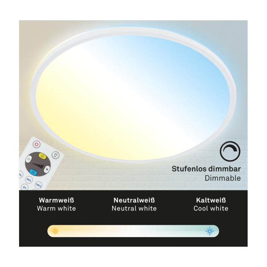 Briloner 7079-016 - LED Dimmable ceiling light SLIM LED/18W/230V 2700-6500K + remote control