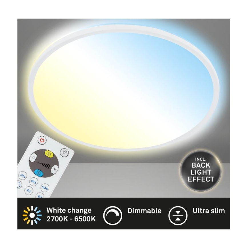 Briloner 7079-016 - LED Dimmable ceiling light SLIM LED/18W/230V 2700-6500K + remote control