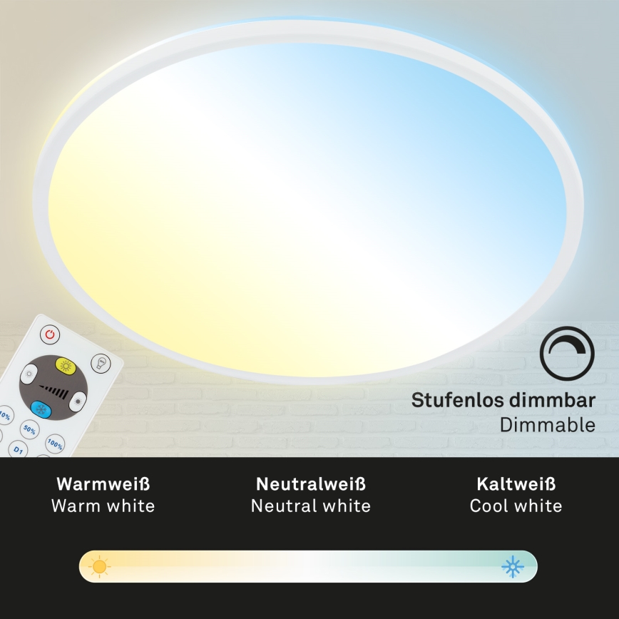 Briloner 7080-016 - LED Dimmable ceiling light SLIM LED/22W/230V 2700-6500K + remote control