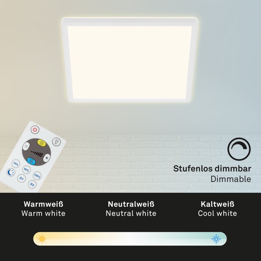 Briloner 7081-016 - LED Dimmable ceiling light SLIM LED/18W/230V 2700-6500K + remote control