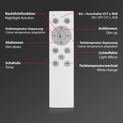 Briloner 7087-016 - LED RGBW Dimmable light SMART LED/24W/230V 3000-6500K Wi-Fi Tuya + remote control