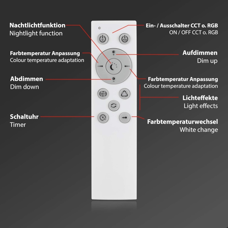 Briloner 7087-016 - LED RGBW Dimmable light SMART LED/24W/230V 3000-6500K Wi-Fi Tuya + remote control