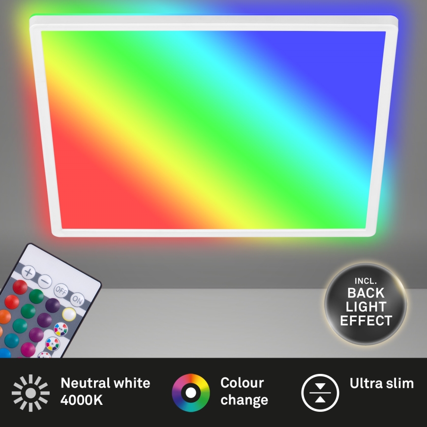 Briloner 7091-416 - LED RGBW Dimmable ceiling light SLIM LED/22W/230V + remote control